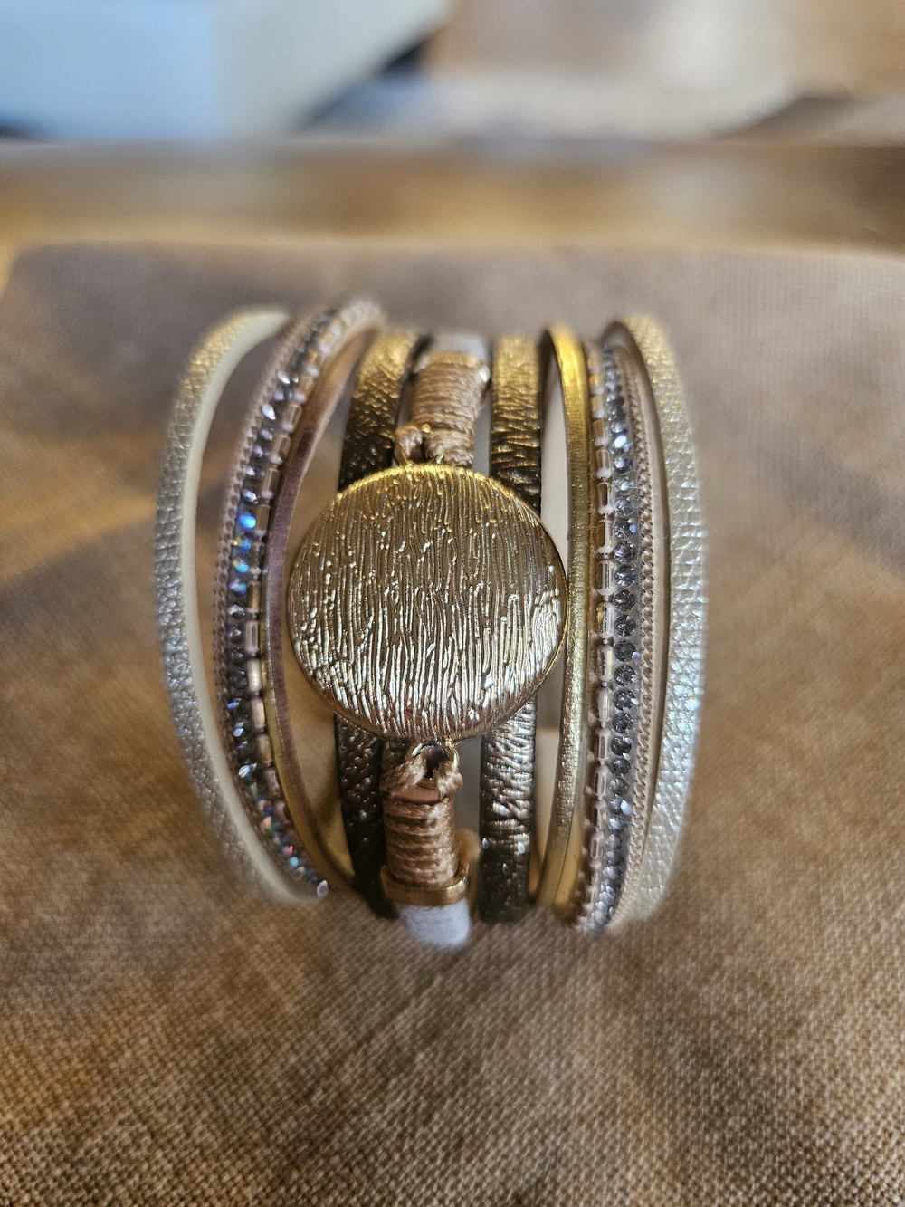 Multi-Row Gold and Champagne Women’s Wrap Bracelet